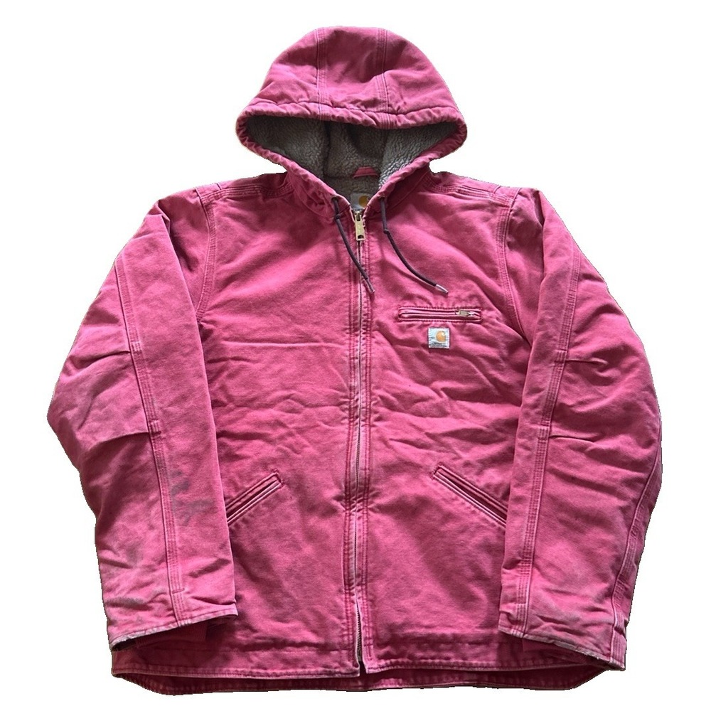 Vintage Carhartt Detroit Jacket Rose Pink Large Sherpa Lined
